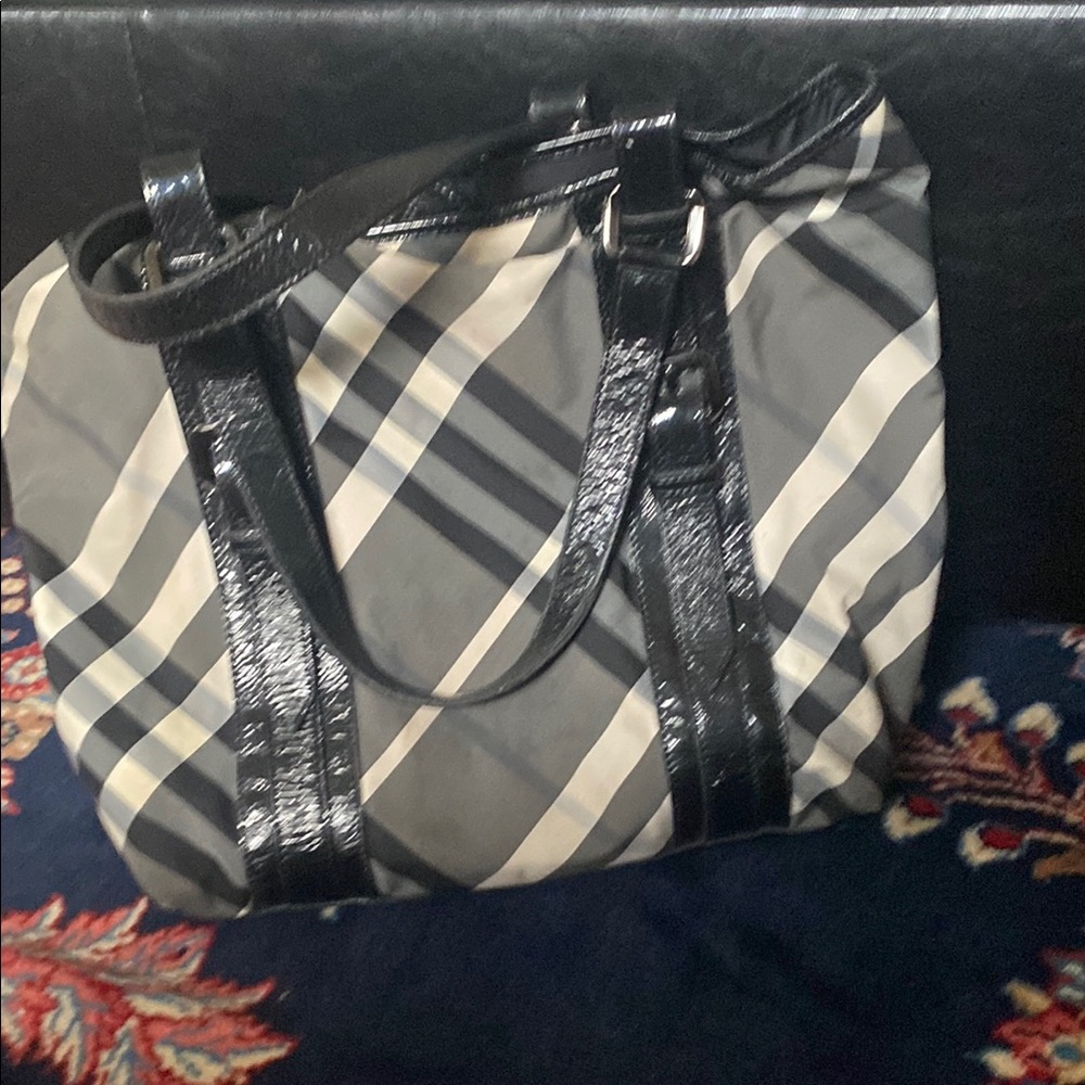 Burberry Black and Gray Tote Bag with Iconic Design